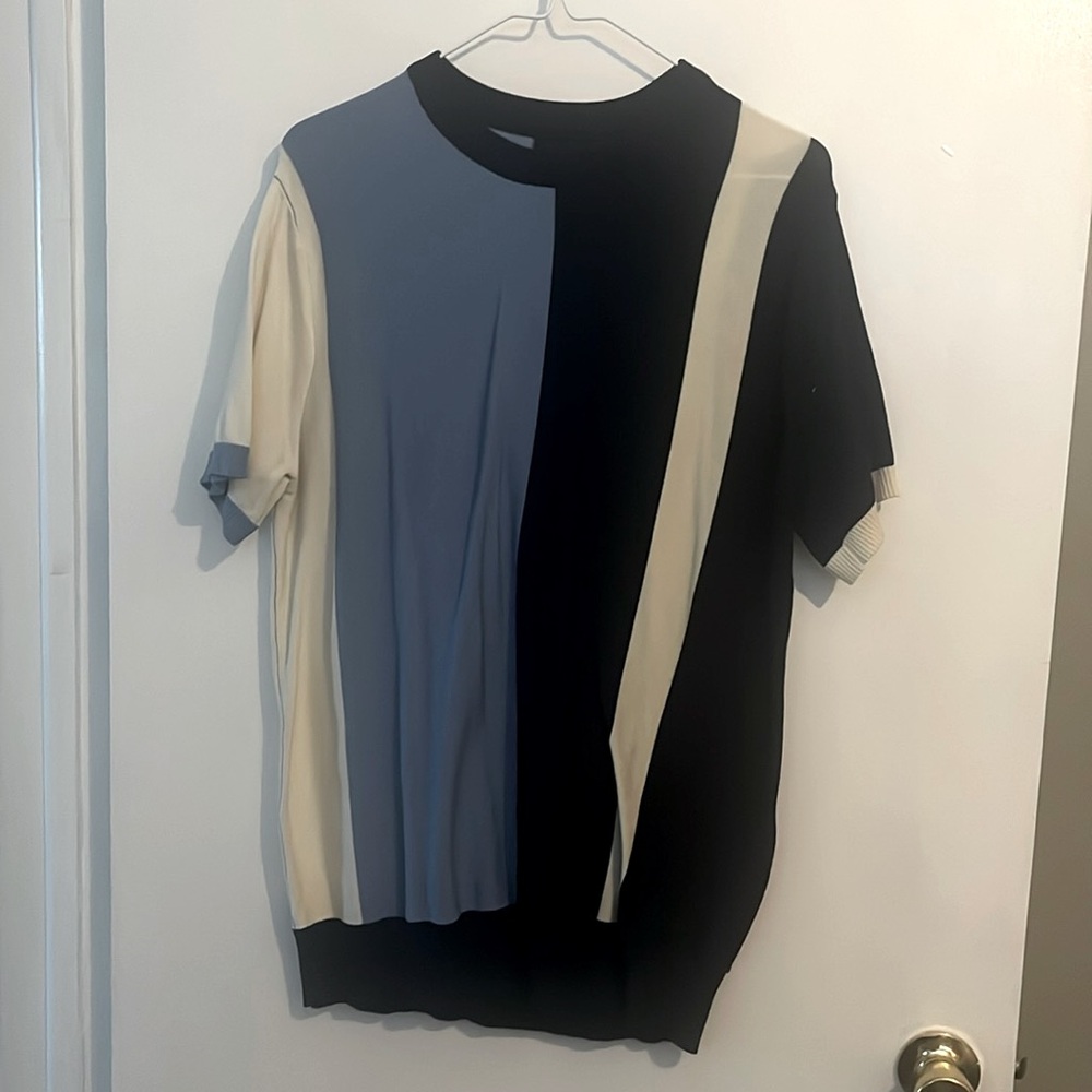 Blue & White striped stretch shirt